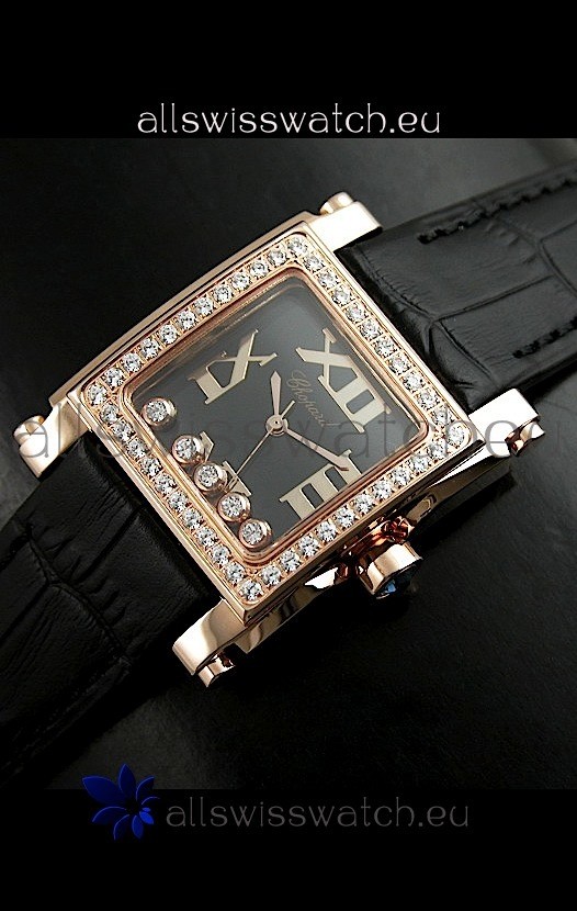 Chopard Happy Sport Swiss Replica Watch in Black Strap