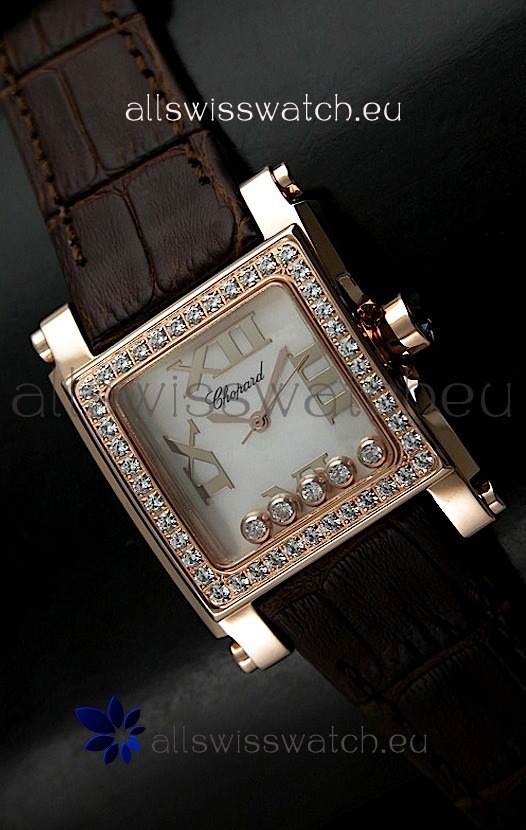 Chopard Happy Sport Swiss Replica Watch in Brown Strap