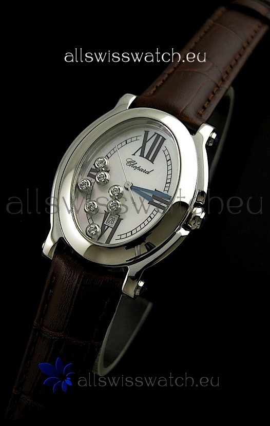 Chopard Happy Sport Swiss Replica Watch in Brown Strap