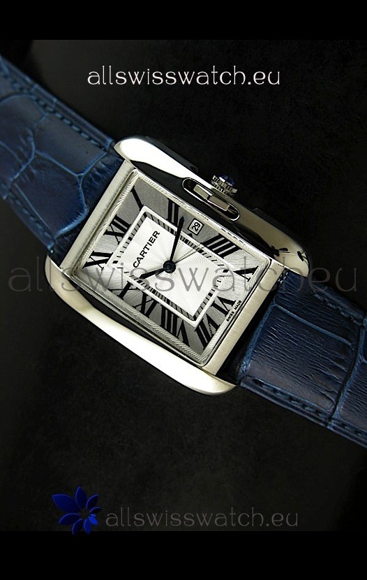 Cartier Tank Ladies Replica Watch in Steel Case/Purple Strap