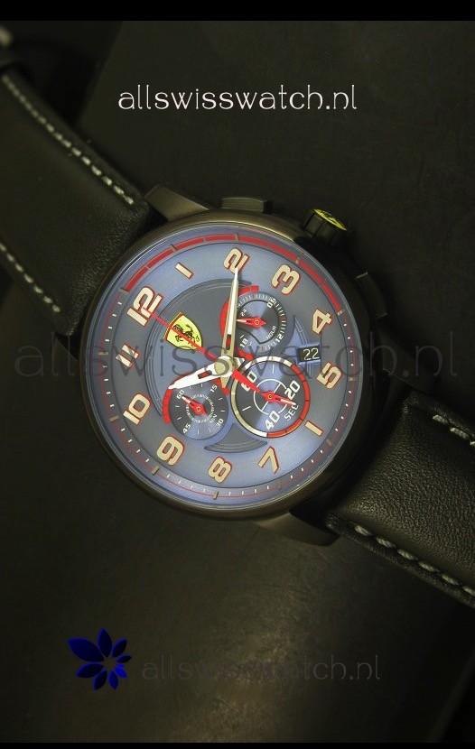 Scuderia Ferrari Heritage Chronograph Watch in Blue Dial Black Steel Case