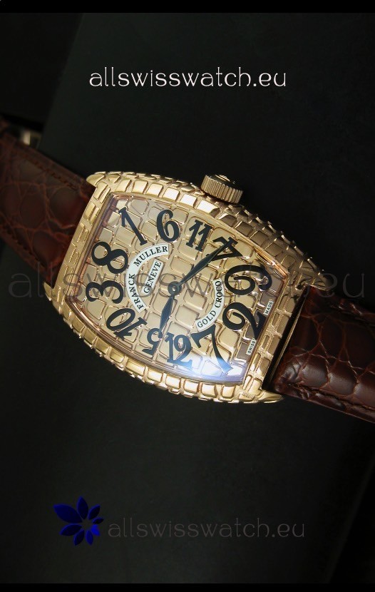 Franck Muller Casablanca Gold Croco Watch in Gold Case