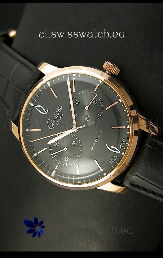 Glashuette Senator Japanese Replica Watch in 18K Pink Gold Case