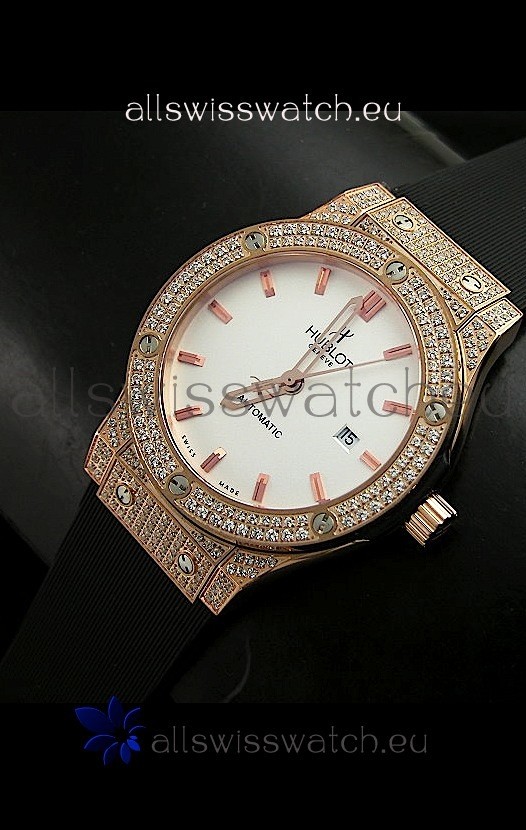 Hublot Big Bang Classic Fusion Swiss Watch in Diamonds Embedded Case