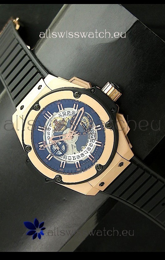 Hublot Big Bang King Power Skeleton Swiss Watch in Rose Gold