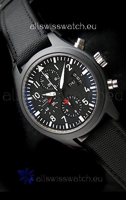 IWC Top Gun Ceramic Swiss Watch in Black