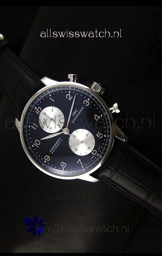 IWC Portuguese Chronograph Swiss Replica Watch in Steel Case - 1:1 Mirror Replica Edition