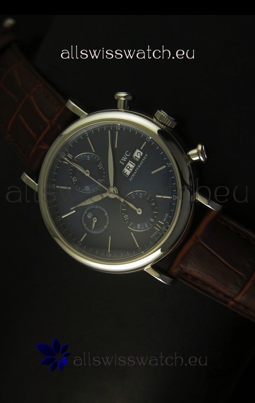 IWC Portofino Chronograph Swiss Watch in Steel Case Grey Dial