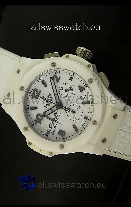 Hublot Big Bang White Ceramic Case Watch in Quartz Movement