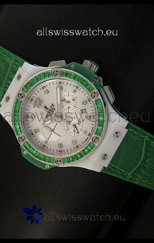 Hublot Big Bang 34MM Ladies Tutti Frutti Edition in Green Strap