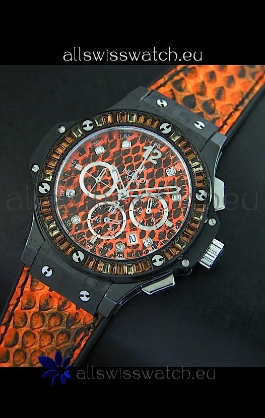 Hublot Big Bang 34MM Ladies Watch in Quartz Movement - Orange Dial/Strap