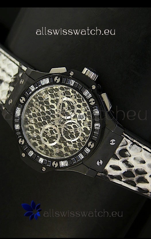 Hublot Big Bang White Zebra Bang Edition in Black PVD Case 34MM Watch