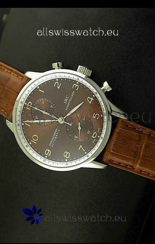 IWC Portuguese Chronograph Swiss Replica Watch in Steel Case - 1:1 Mirror Replica Edition