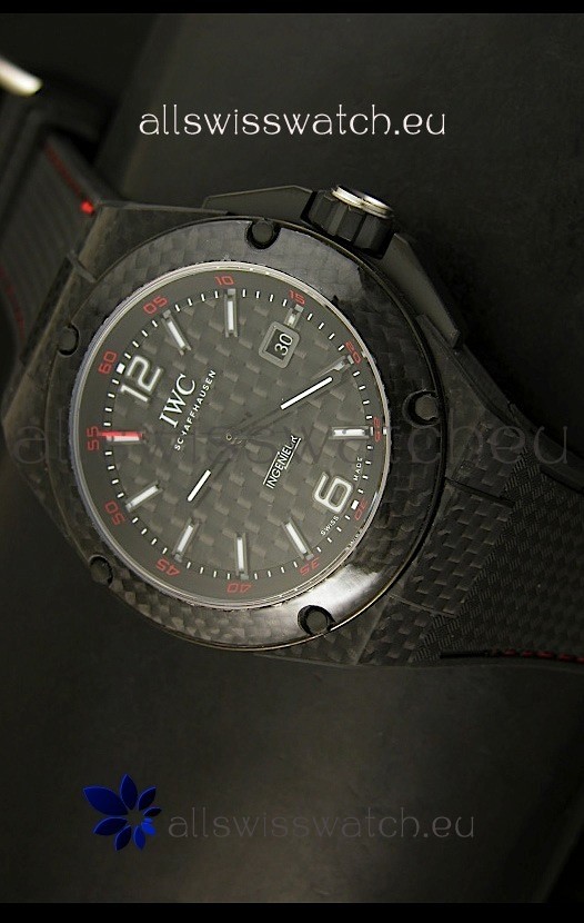 IWC Ingenieur Carbon Casing Swiss Replica Watch in Black Carbon Dial