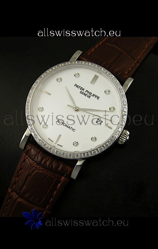 Patek Philippe Calatrava 5298 Swiss Replica Watch in Steel Casing - Diamonds Hours