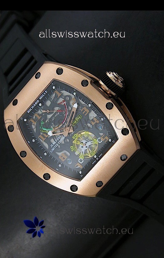Richard Mille RM002 Power Reserve Tourbillon Swiss Replica Watch in Pink Gold Case 