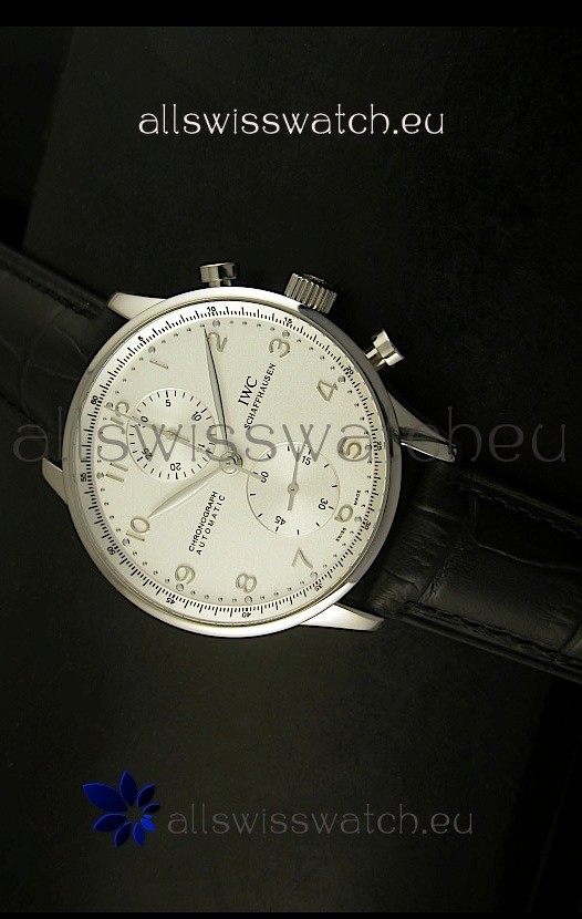 IWC Portuguese Chronograph Swiss Replica Watch in Steel Case - 1:1 Mirror Replica Edition