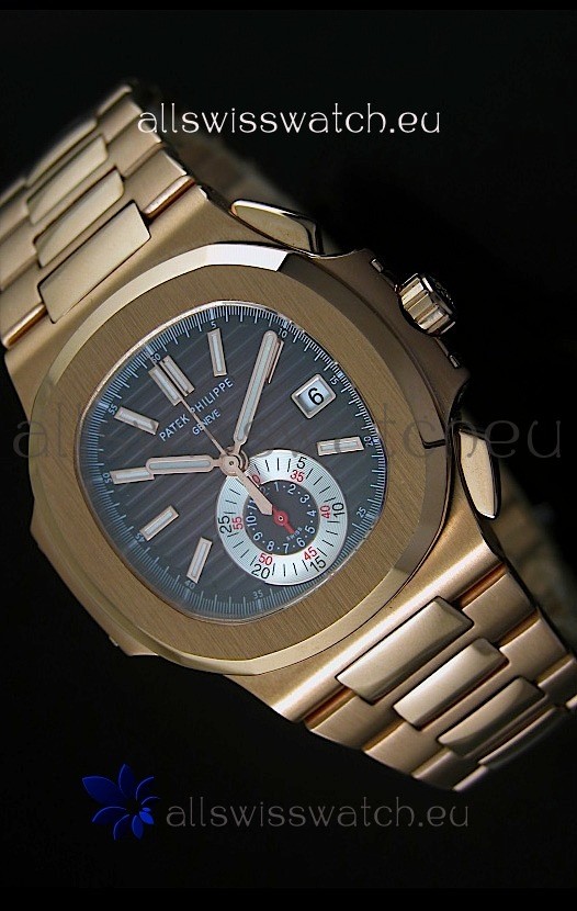 Patek Philippe Nautilus 5980 Chronograph Swiss Pink Gold Watch - 1:1 Mirror Replica