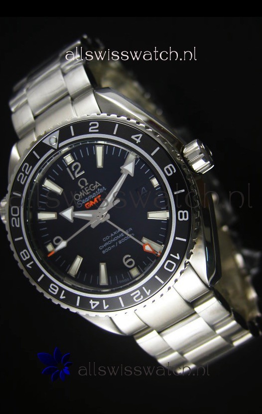 Omega Planet Ocean GMT Black Swiss Replica Watch - 1:1 Ultimate Mirror Edition
