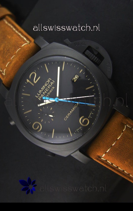 Panerai Luminor PAM00580 1950 3 Days Chrono Flyback Ceramica Watch P.9100 Movement
