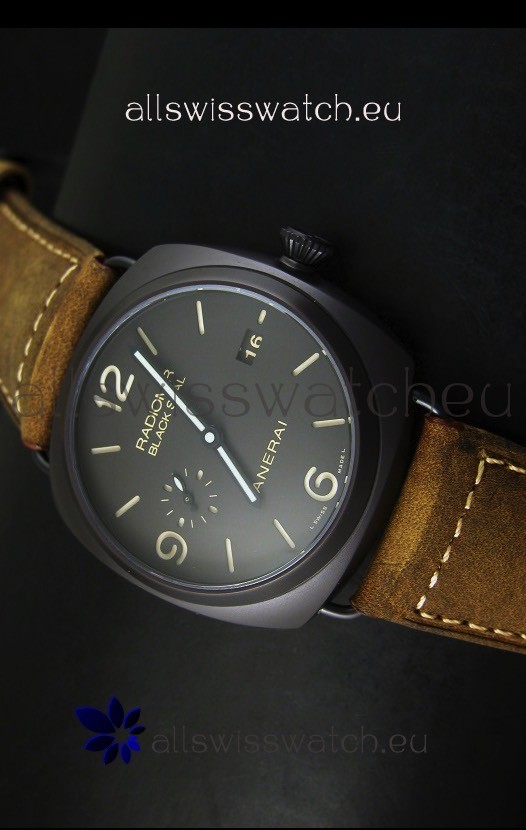 Panerai Radiomir PAM505 Black Seal 3 Days Edition with DLC Coated Case Swiss Watch 