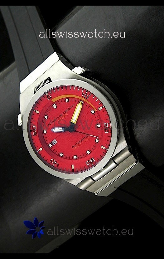 Porsche Design Diver Swiss Titanium Watch in Red Dial - Ultimate Mirror Replica