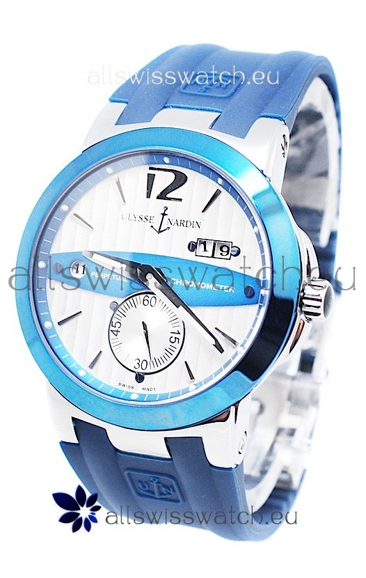 Ulysse Nardin Executive Dual Time Japanese Replica Watch in Persian Blue Bezel