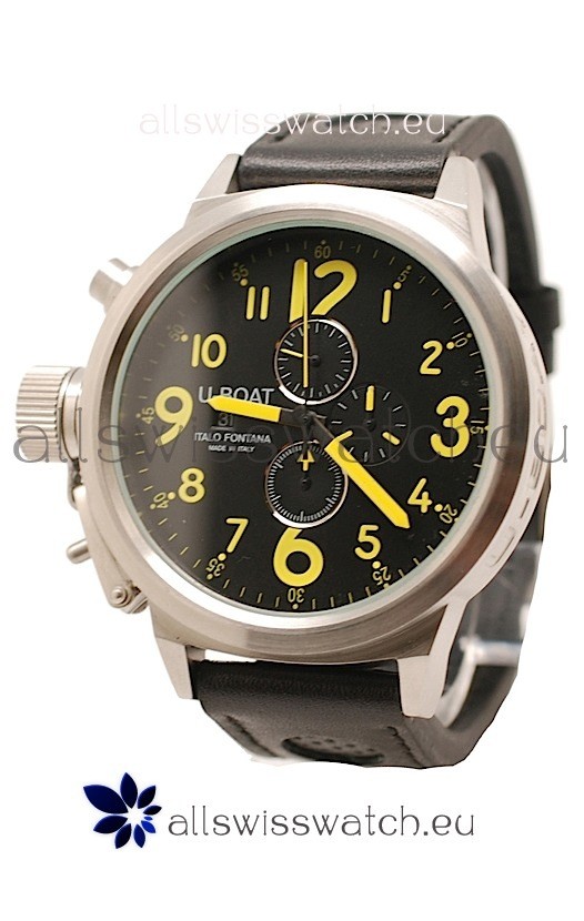 U-Boat Flightdeck Japanese Replica Watch in Black Dial