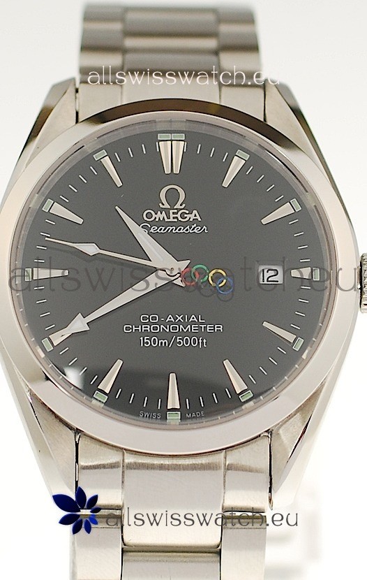Omega SeaMaster CO AXIAL Swiss Replica Watch in Black Dial
