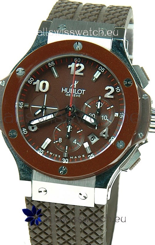 Hublot Big Bang Swiss Replica Watch in Brown Dial Ceramic Bezel