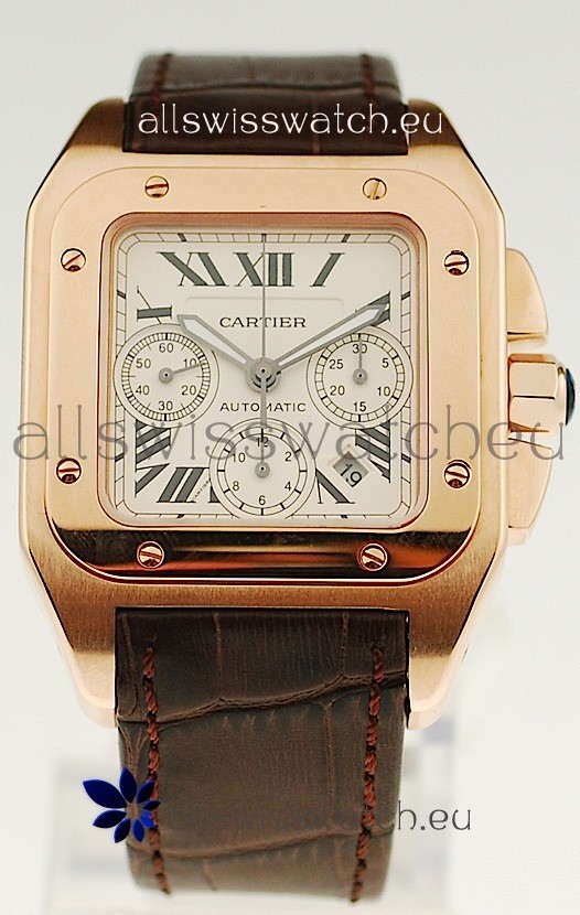 Cartier Santos 100 Swiss Replica Gold Watch