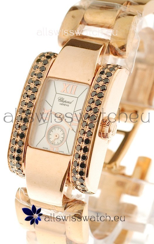 Chopard La Strada Swiss Ladies Replica Pink Gold Watch 