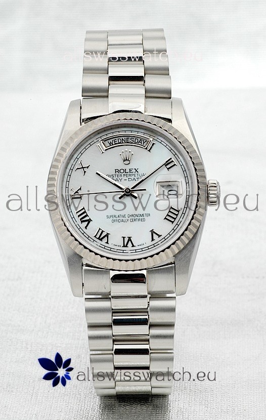 Rolex Day Date Silver Swiss Replica Watch