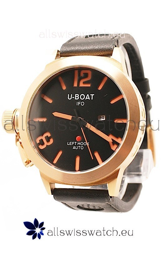 U-Boat Classico Japanese Gold Watch in Black Dial