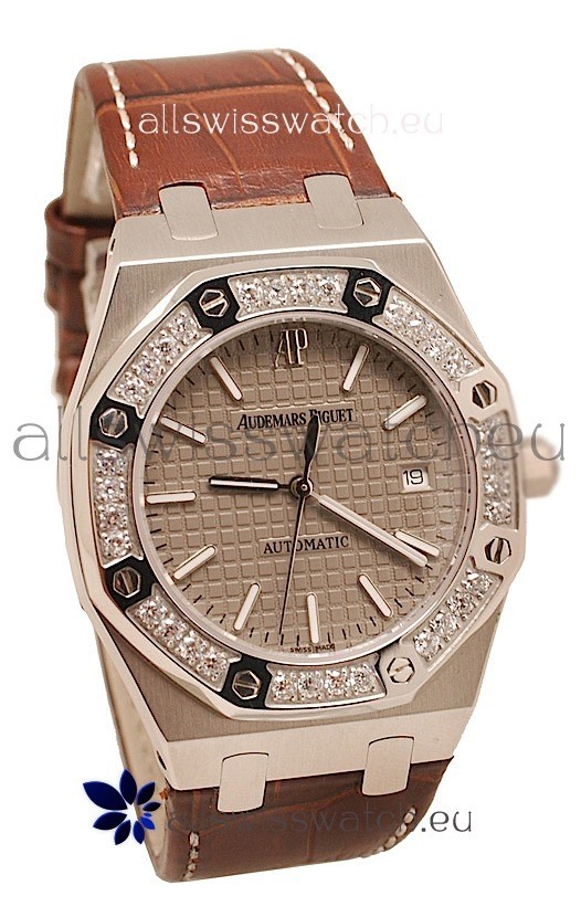 Audemars Piguet Royal Oak Steel Swiss Watch in Grey Dial