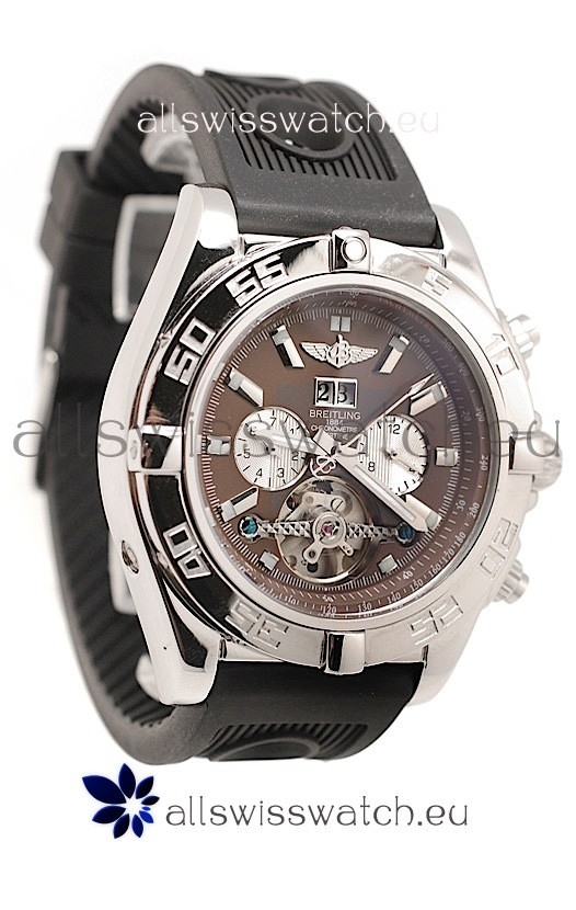 Breitling Chronograph Chronometre Japanese Tourbillon Watch in Brown Dial