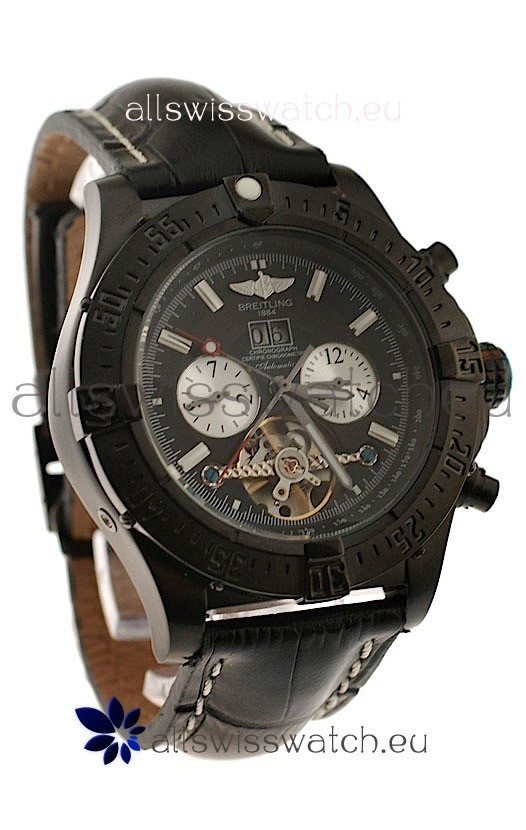 Breitling Chronometre Tourbillon Japanese Replica Watch in Black Strap