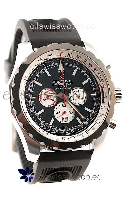 Breitling Chrono-Matic Chronometre Japanese Replica Watch in Black Dial