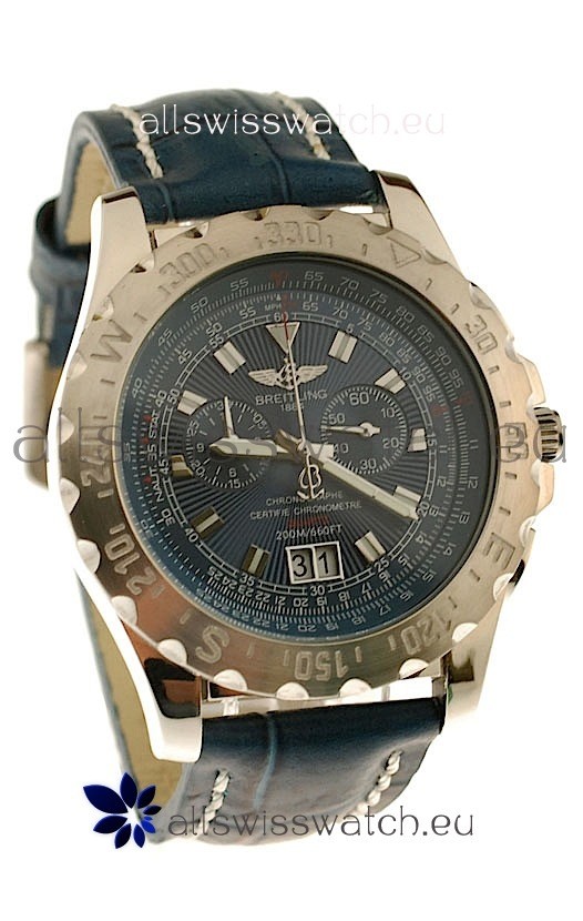 Breitling Chronograph Chronometre Japanese Replica Watch in Blue
