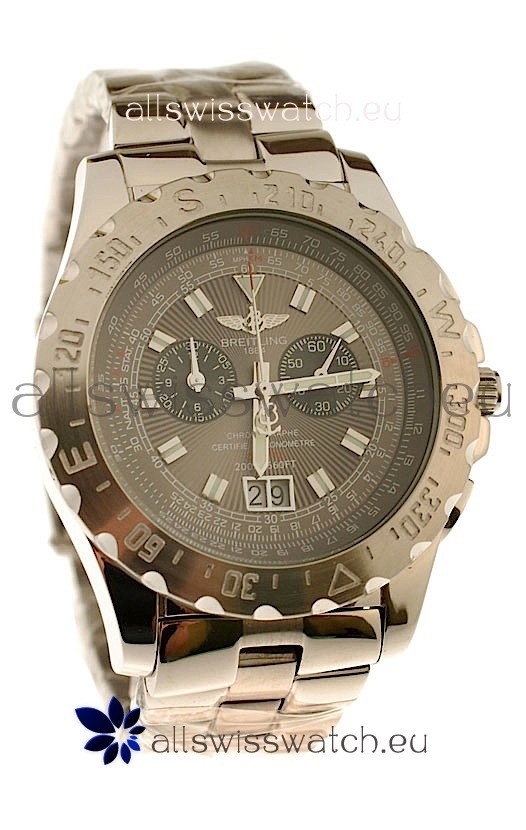 Breitling Chronograph Chronometre Japanese Watch in Grey Dial