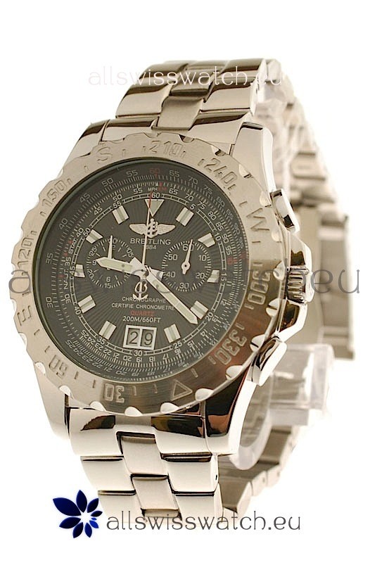 Breitling Chronograph Chronometre Japanese Watch in Black Dial