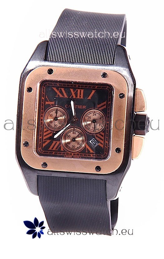 Cartier Santos 100 Carbon Chrono Japanese Replica Watch