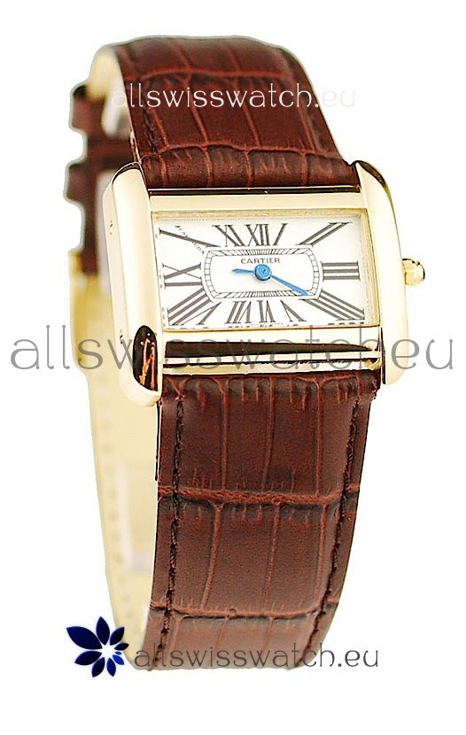 Cartier Tank Divan Japanese Replica Ladies Gold Watch