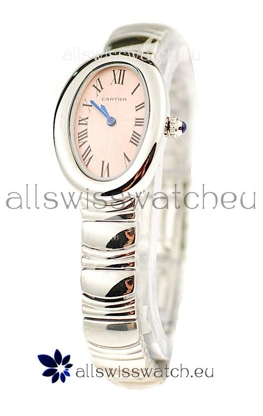 Cartier Baignoire Ladies Japanese Replica Watch in Pink Dial