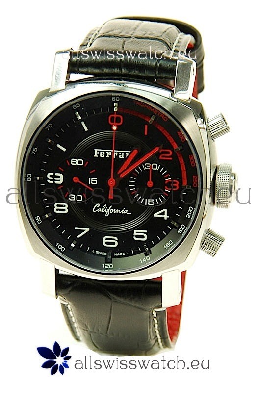 Ferrari by Panerai California Chronograph Swiss Replica Watch in Black Dial