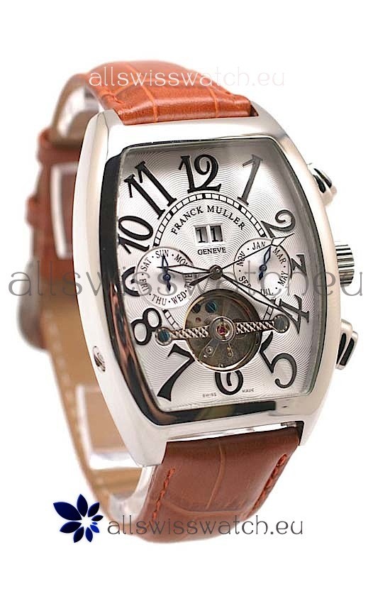 Franck Muller Conquistador Tourbillon Japanese Watch in Brown Strap