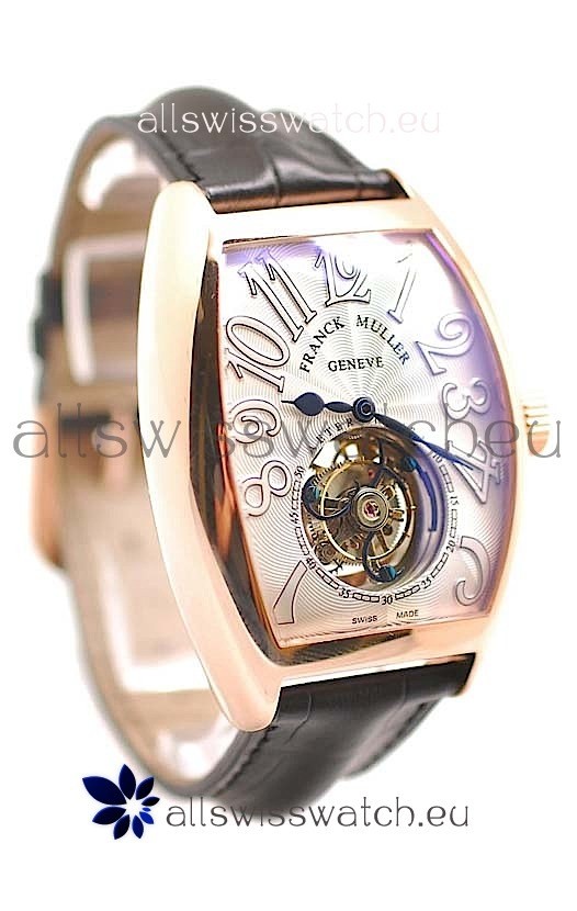 Franck Muller Aeternitas Tourbillon Swiss Replica Gold Watch in Black Strap