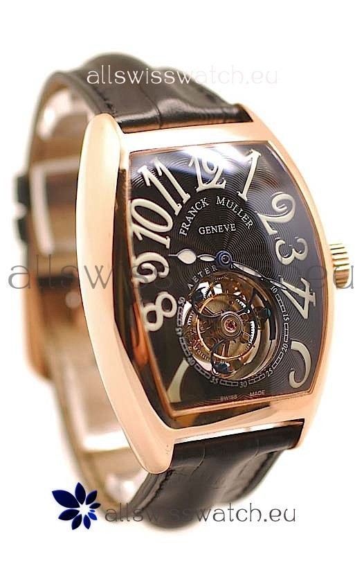 Franck Muller Aeternitas Tourbillon Swiss Replica Gold Watch in Black Dial
