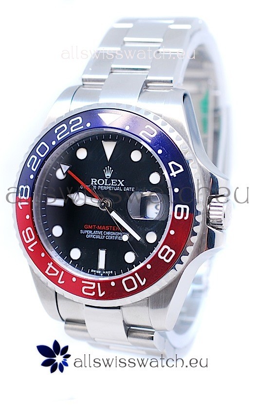 Rolex GMT Masters II 2011 Edition Swiss Replica Watch in Blue & Red Cerarmic Bezel