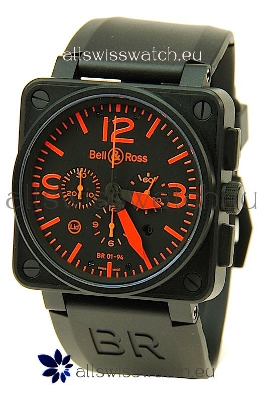Bell and Ross BR01-94 Edition Swiss Replica Automatic Watch in Orange Markers